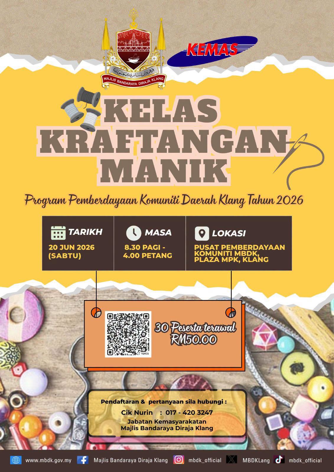 jom sertai kelas kraf tangan manik