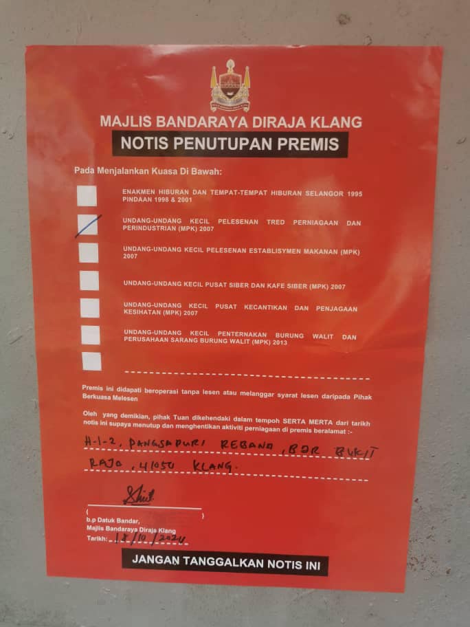 OPERASI PENGUATKUASAAN BENGKEL HARAM (PANGSAPURI REBANA)