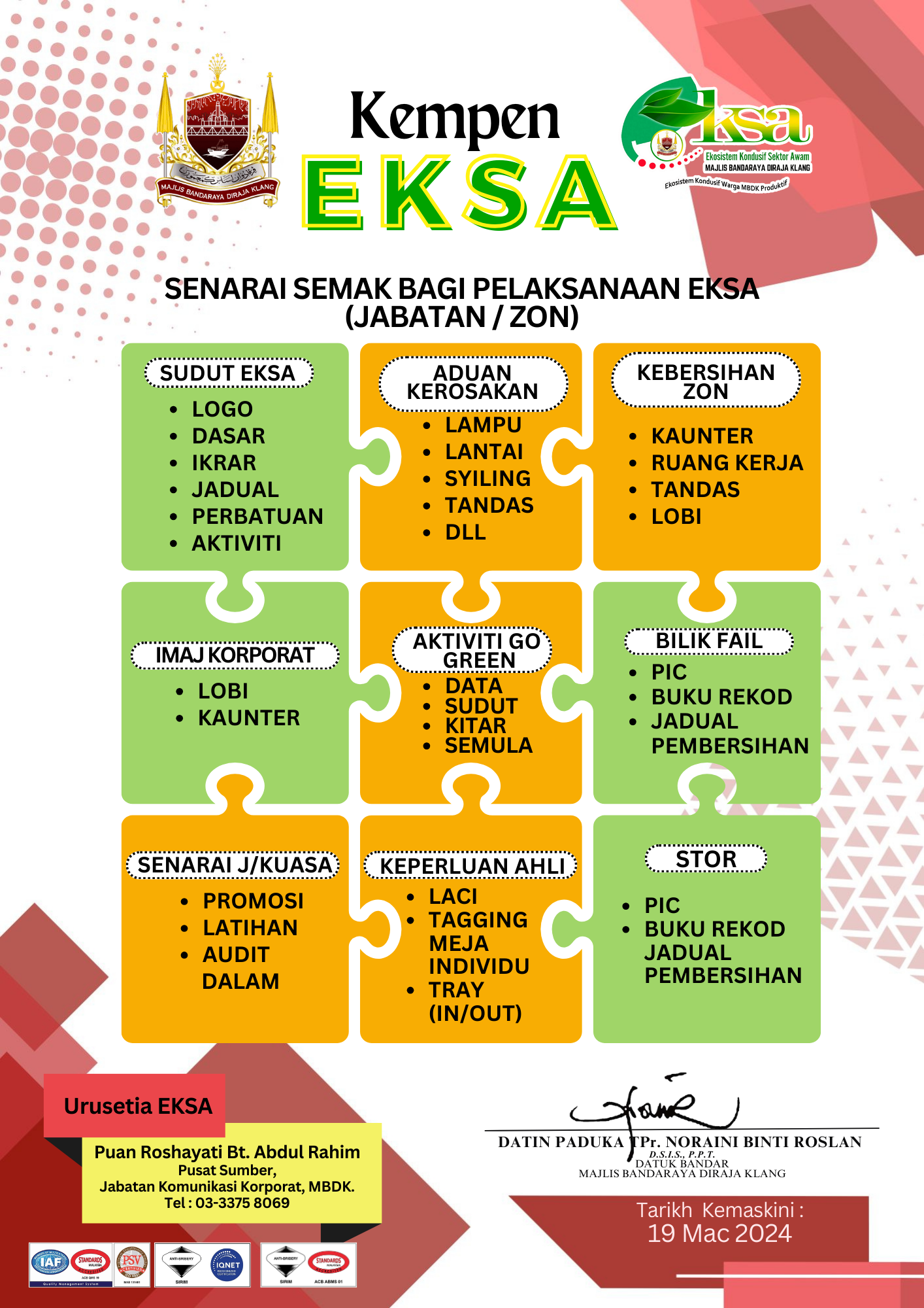 Senarai Semak Pelaksanaan EKSA (Jabatan)