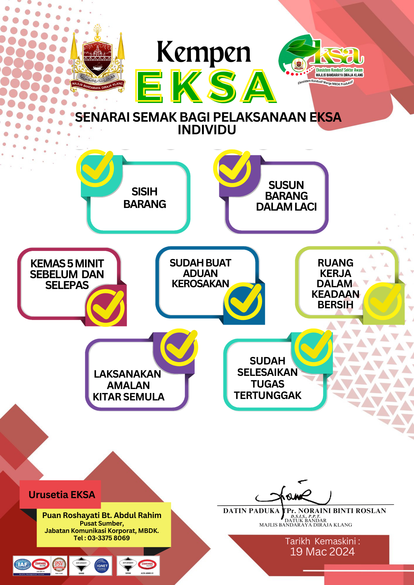 Senarai Semak Pelaksanaan EKSA (Individu)