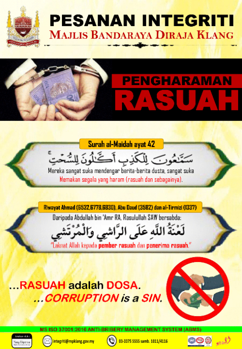 POSTER PENGHARAMAN RASUAH